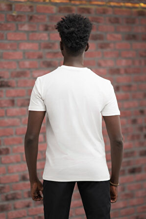 Slim Fit Pamuklu Önü Baskılı Sıfır Yaka T-Shirt