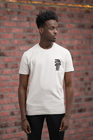 Slim Fit Sıfır Yaka Baskılı Pamuklu T-Shirt