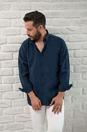 Regular Fit Yaka Düğmeli Yazlık Modal Kumaş Erkek Gömlek