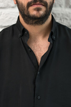 Regular Fit Yaka Düğmeli Yazlık Modal Kumaş Erkek Gömlek