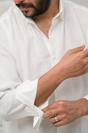 Regular Fit Yaka Düğmeli Yazlık Modal Kumaş Erkek Gömlek