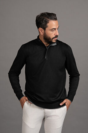 Fermuarlı Balıkçı Yaka Polyamid Kumaş Mevsimlik Triko Kazak