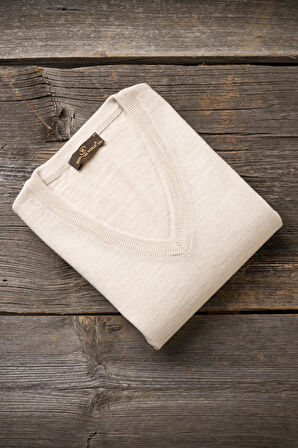 Woolen World V Yaka Battal (Büyük Boy) Yünlü Triko Kazak 