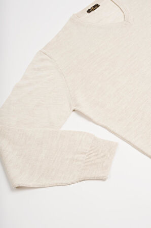 Woolen World V Yaka Battal (Büyük Boy) Yünlü Triko Kazak 