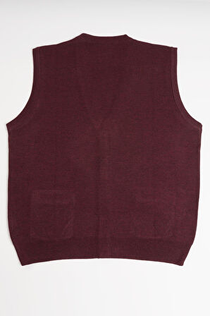 Cepli V Yaka Battal (Büyük Boy) Düğmeli Yünlü Triko Yelek