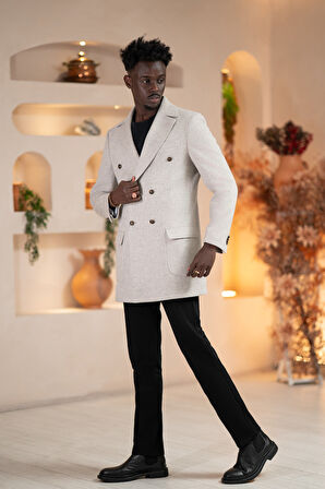 Paul Martin İtalyan Yaka Yünlü Kruvaze Kaşe Kaban