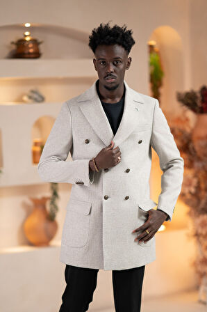 Paul Martin İtalyan Yaka Yünlü Kruvaze Kaşe Kaban