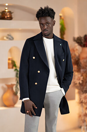 Paul Martin İtalyan Yaka Yünlü Kruvaze Kaşe Kaban