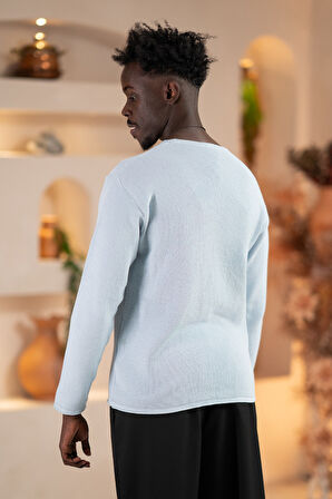 Regular Fit Likralı Kendinden Çizgili Mevsimlik Spor Kazak