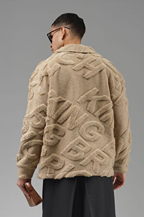 Oversize Önü Çıtçıt Kapamalı Astarsız Ve Cepsiz Peluş Ceket