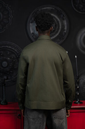 Oversize Çift Kapak Cepli İnce Kanvas Kumaş Astarsız Gömlek