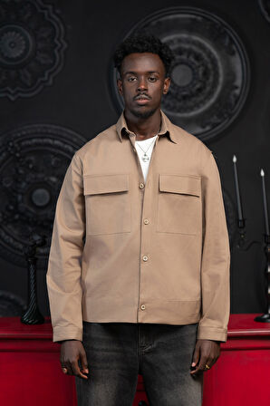 Oversize Çift Kapak Cepli İnce Kanvas Kumaş Astarsız Gömlek