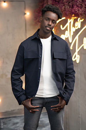 Oversize Çift Kapak Cepli İnce Kanvas Kumaş Astarsız Gömlek