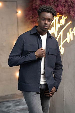 Oversize Çift Kapak Cepli İnce Kanvas Kumaş Astarsız Gömlek