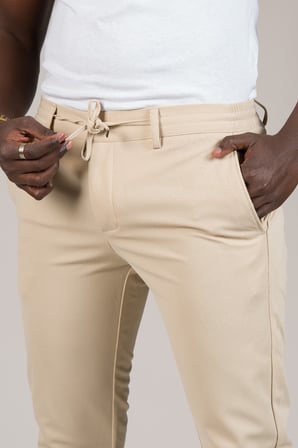 Slimfit Dokulu Dar Paça Beli Lastikli Ve İplikli Yazlık Jogger Pantolon