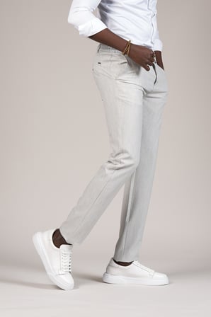 Slimfit İnce Çizgili Beli İplikli Ve Lastikli Likralı Yazlık Jogger Pantolon