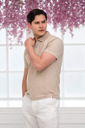 Slimfit Spor Örgü Kumaş Tek Düğme Polo Yaka T-shirt