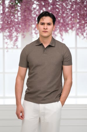 Slimfit Spor Örgü Kumaş Tek Düğme Polo Yaka T-shirt