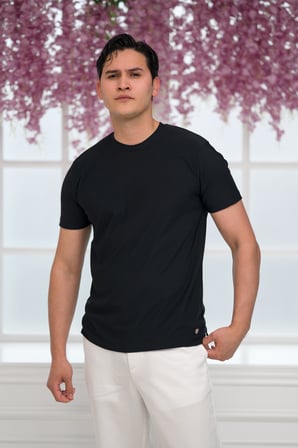 Slimfit Lyocell Kumaş Likralı Küçük Armürlü Bisiklet Yaka T-shirt