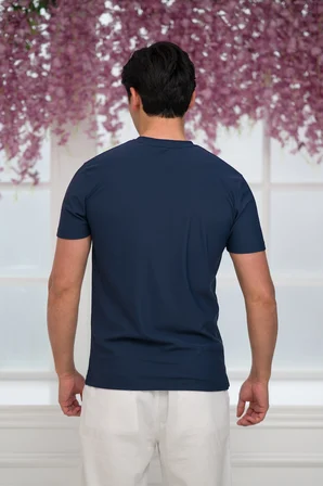 Slimfit Lyocell Kumaş Likralı Küçük Armürlü Bisiklet Yaka T-shirt