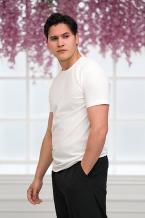Slimfit Lyocell Kumaş Likralı Küçük Armürlü Bisiklet Yaka T-shirt