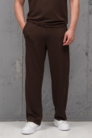 Regular Fit Likralı Kendinden Çizgili Yarım Baggy Pantolonlu T-shirt Takım