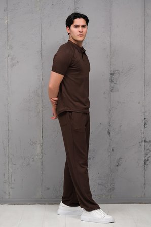 Regular Fit Likralı Kendinden Çizgili Yarım Baggy Pantolonlu T-shirt Takım