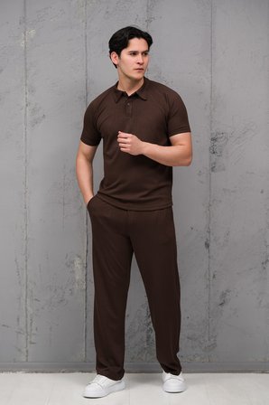 Regular Fit Likralı Kendinden Çizgili Yarım Baggy Pantolonlu T-shirt Takım