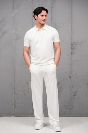 Regular Fit Likralı Kendinden Çizgili Yarım Baggy Pantolonlu T-shirt Takım