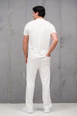 Regular Fit Likralı Kendinden Çizgili Yarım Baggy Pantolonlu T-shirt Takım