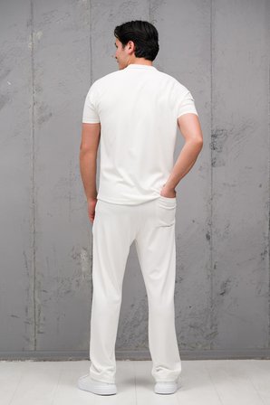 Regular Fit Likralı Kendinden Çizgili Yarım Baggy Pantolonlu T-shirt Takım