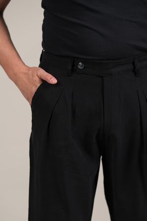 Çift Pileli Yazlık Modal Kumaş Beli Yarım Lastili Baggy Pantolon