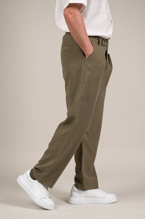 Çift Pileli Yazlık Modal Kumaş Beli Yarım Lastili Baggy Pantolon