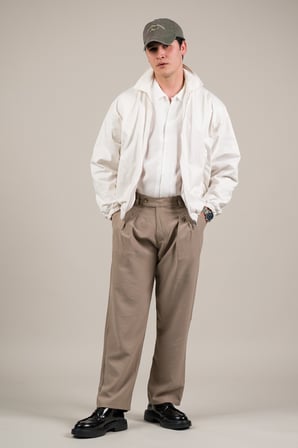 Çift Pileli Yazlık Modal Kumaş Beli Yarım Lastili Baggy Pantolon