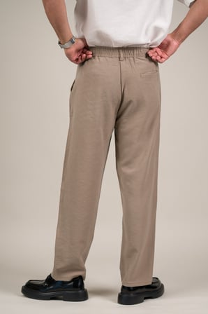 Çift Pileli Yazlık Modal Kumaş Beli Yarım Lastili Baggy Pantolon
