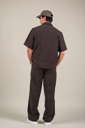 Oversize Lyocell Kumaş Yazlık Tiril Tiril Baggy Pantolonlu Gömlekli Takım 