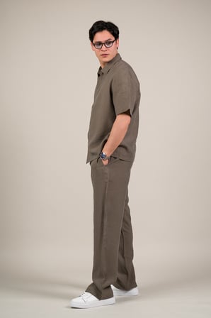 Oversize Lyocell Kumaş Yazlık Tiril Tiril Baggy Pantolonlu Gömlekli Takım 