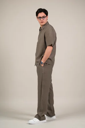 Oversize Lyocell Kumaş Yazlık Tiril Tiril Baggy Pantolonlu Gömlekli Takım 