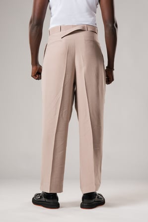 Çift Pileli Yazlık Modal Kumaş Beli Kemerli Geniş Paça Baggy Pantolon