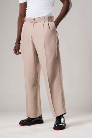 Çift Pileli Yazlık Modal Kumaş Beli Kemerli Geniş Paça Baggy Pantolon