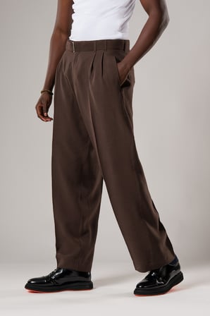 Çift Pileli Yazlık Modal Kumaş Beli Kemerli Geniş Paça Baggy Pantolon