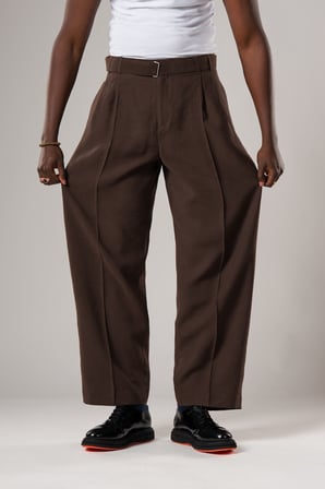 Çift Pileli Yazlık Modal Kumaş Beli Kemerli Geniş Paça Baggy Pantolon