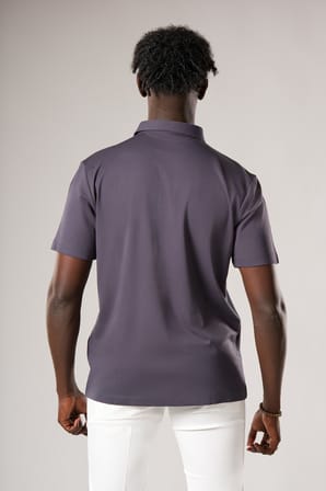 Regular Fit Likralı Gizli Düğmeli Polo Yaka T-shirt