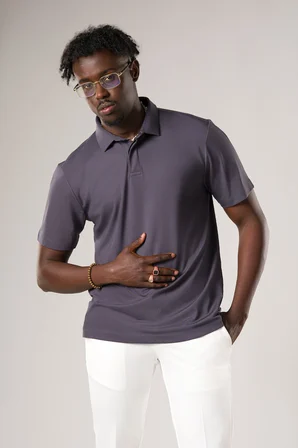 Regular Fit Likralı Gizli Düğmeli Polo Yaka T-shirt