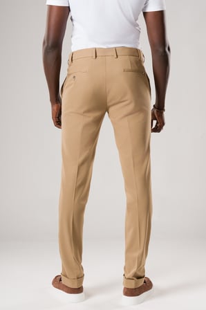 Slimfit Beli Yarım Lastikli Likralı Duble Paça Yazlık Kumaş Pantolon