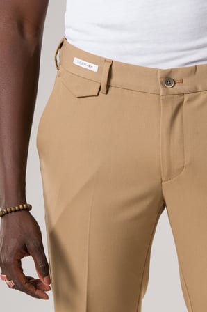 Slimfit Beli Yarım Lastikli Likralı Duble Paça Yazlık Kumaş Pantolon