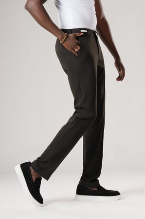 Slimfit Beli Yarım Lastikli Likralı Duble Paça Yazlık Kumaş Pantolon