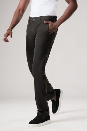Slimfit Beli Yarım Lastikli Likralı Duble Paça Yazlık Kumaş Pantolon