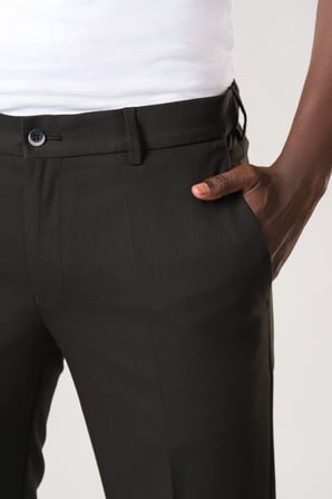 Slimfit Beli Yarım Lastikli Likralı Duble Paça Yazlık Kumaş Pantolon