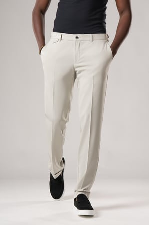 Slimfit Beli Yarım Lastikli Likralı Duble Paça Yazlık Kumaş Pantolon
